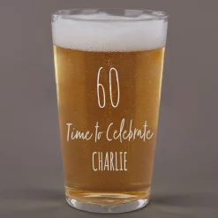 Card Factory Personalised 60th Birthday Pint Glass - Time To Celebrate