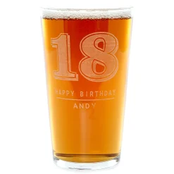 Card Factory Personalised 18th Birthday Pint Glass - Any Name & Message