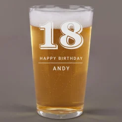 Card Factory Personalised 18th Birthday Pint Glass - Any Name & Message