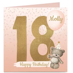 Card Factory Personalised 18th Birthday Card - Hugs Bear, Any Name