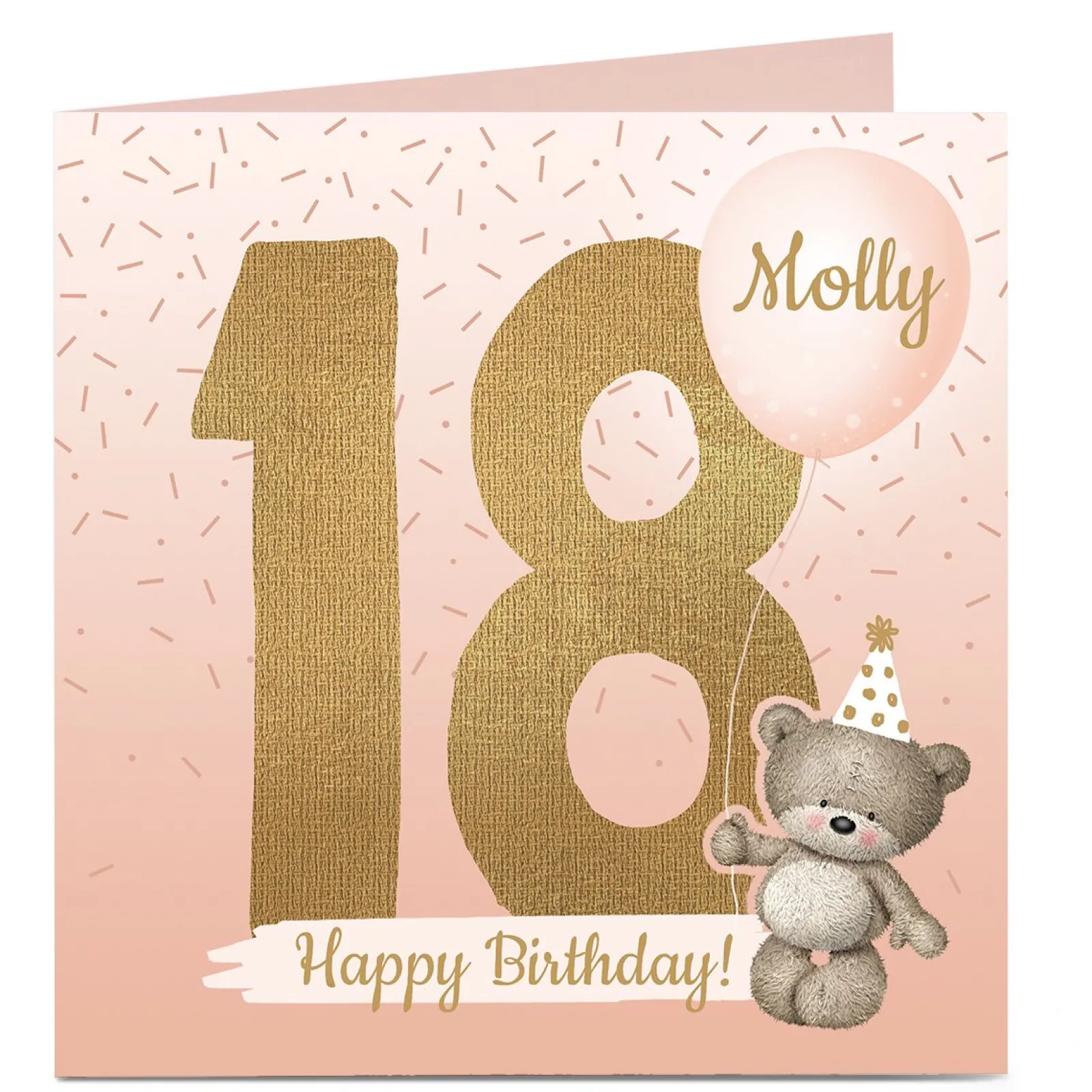 Card Factory Personalised 18th Birthday Card - Hugs Bear, Any Name