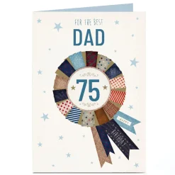 Online Personalised 75th Birthday Card - Rosette Dad, Editable Age For Dad|Dad