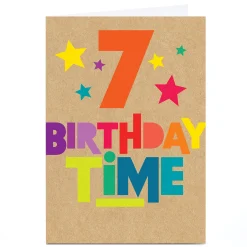 Kids Card Factory Personalised 7th Birthday Card - Birthday Time Bright Stars