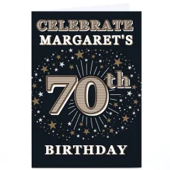 Card Factory Personalised 70th Birthday Invitation - Gold Stars