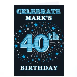 Discount Personalised 40th Birthday Invitation - Blue Stars 40Th Birthday|Invitations