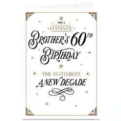 Online Personalised 60th Birthday Card - Celebrate a New Decade, Brother For Son|For Brother