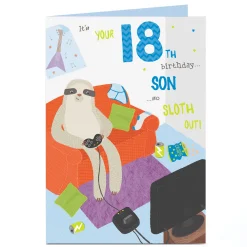 Card Factory Personalised 18th Birthday Card - Sloth Out [Son]