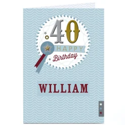 New Personalised 40th Birthday Card - Rosette BOY For Uncle|For Son