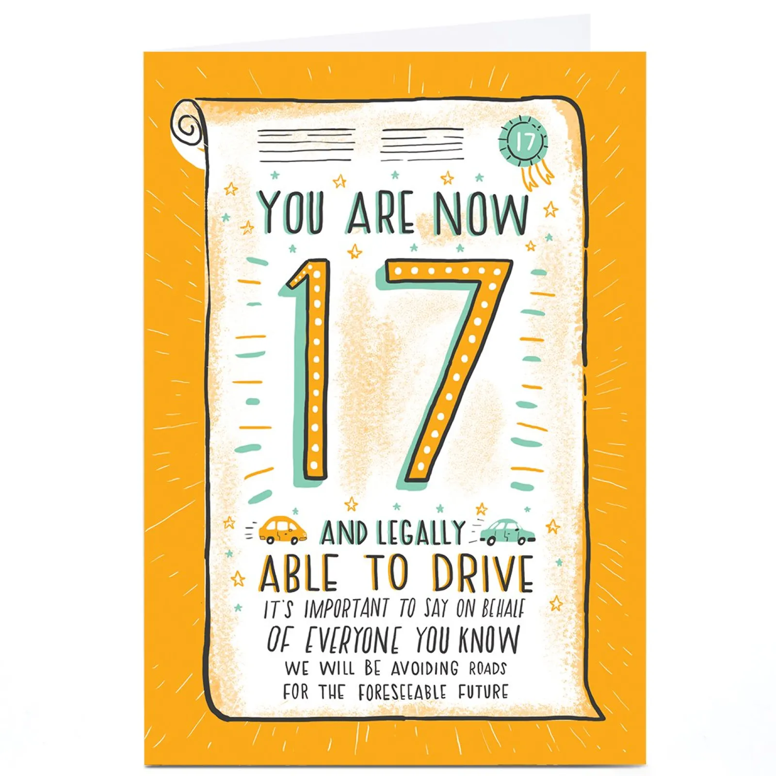 Online Personalised 17th Birthday Card - Legally Able to Drive Certificate Kids For Kids|Special Age