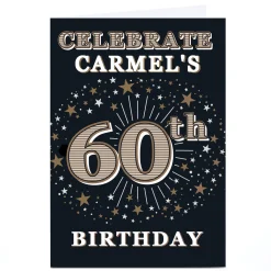 Card Factory Personalised 60th Birthday Party Invitation - Gold Stars