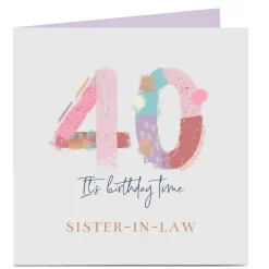 Card Factory Personalised 40th Birthday Card - Sister in Law, Birthday Time