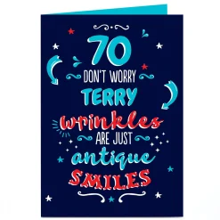 Card Factory Personalised 70th Birthday Card - Antique Smiles