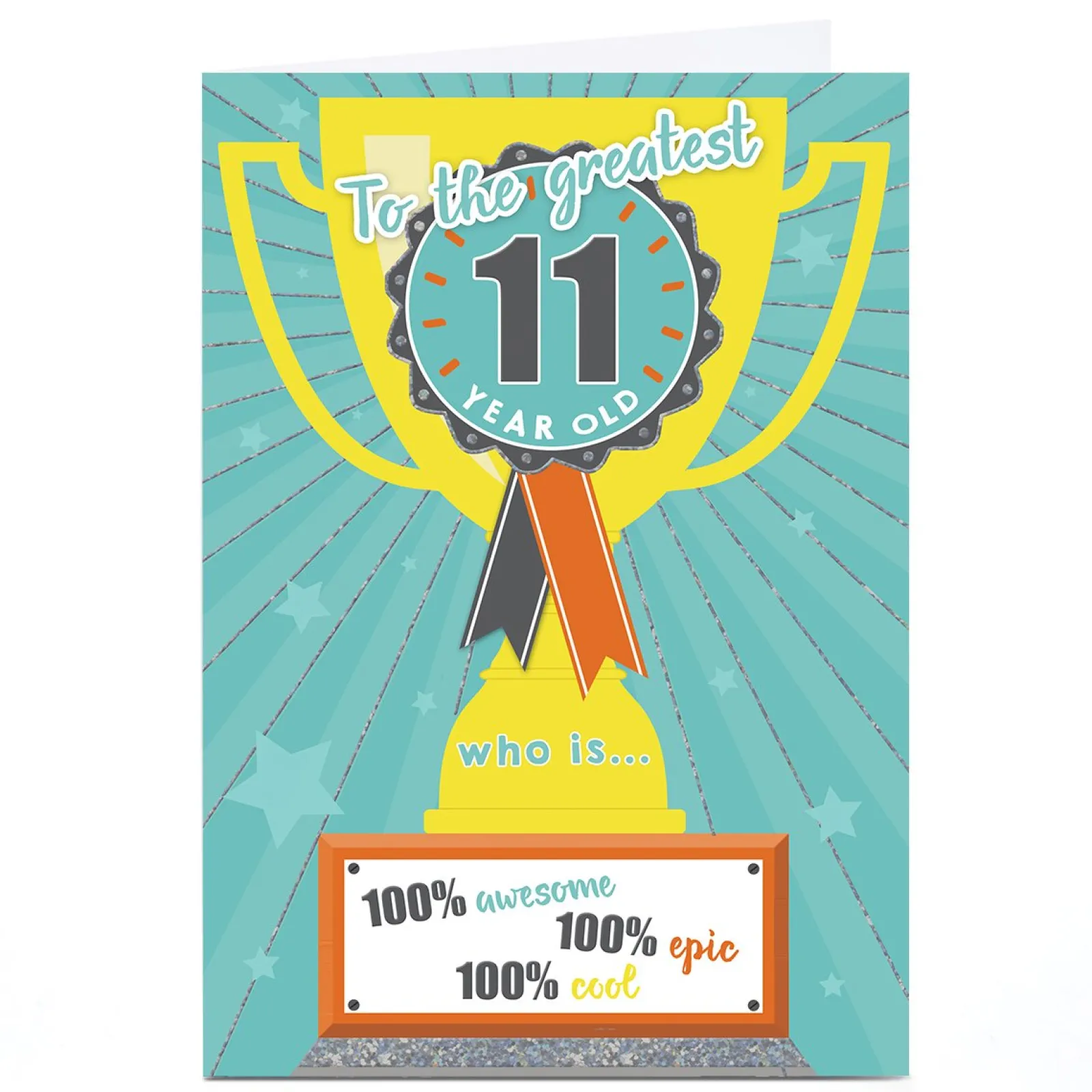 Kids Card Factory Personalised 11th Birthday Card - Greatest Trophy