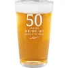 Card Factory Personalised 50th Birthday Pint Glass - Cheers, Drink Up!
