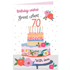 Sale Personalised 70th Birthday Card - Wishes With Love, Great Aunt For Wife|For Mum