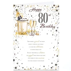 Card Factory Personalised 80th Birthday Card - Grand Occasion Champagne