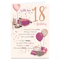 Card Factory Personalised 18th Birthday Card - Pink New Dreams to Dream