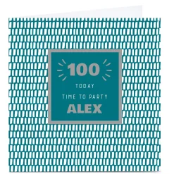 Card Factory Personalised 100th Birthday Card - Time To Party Green, Editable Age