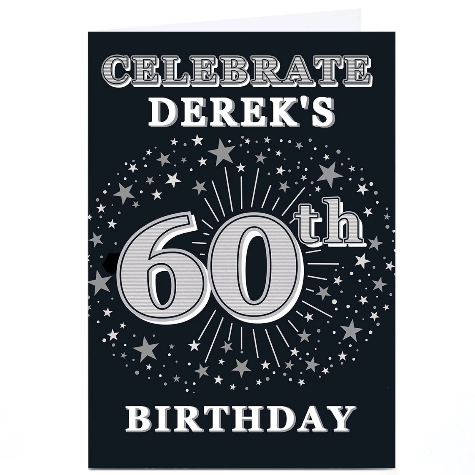 Card Factory Personalised 60th Birthday Invitation - Silver Stars