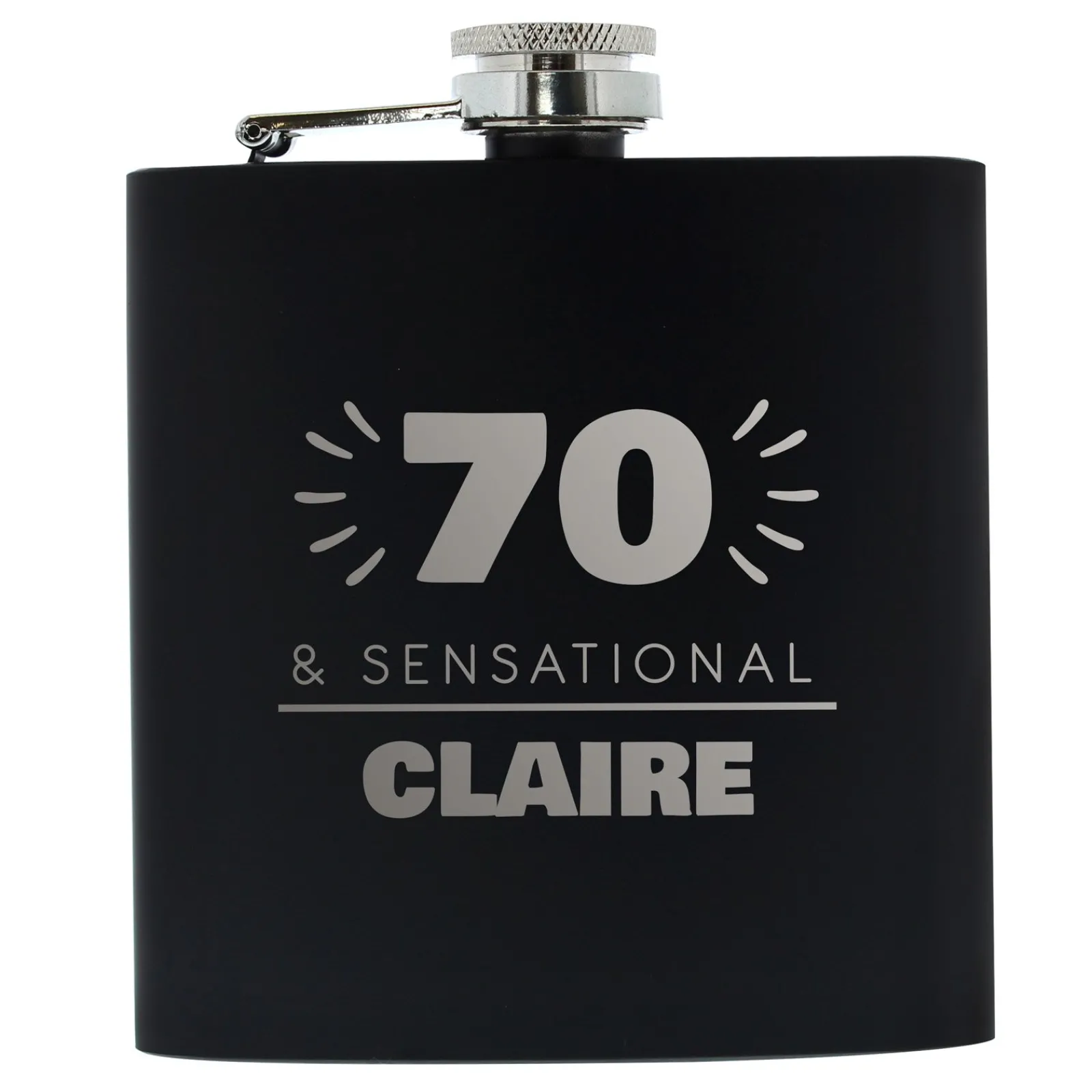 Hot Personalised 70th Birthday Hip Flask - Black & Silver 70Th Birthday|Personalised Jewellery And Keepsakes