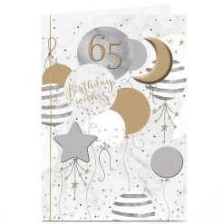 Card Factory Personalised 65th Birthday Card - Bundle of Balloons