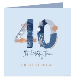 BOY Card Factory Personalised 40th Birthday Card - It's Birthday Time, Great Nephew