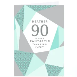 New Personalised 90th Birthday Card - Geometric Mint, Editable Age For Uncle|For Husband