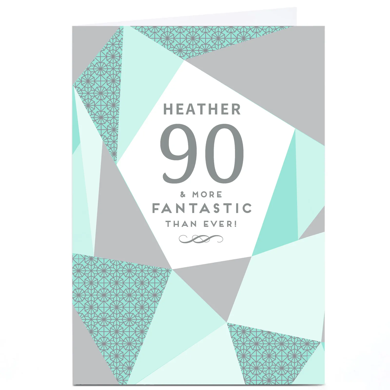 New Personalised 90th Birthday Card - Geometric Mint, Editable Age For Uncle|For Husband