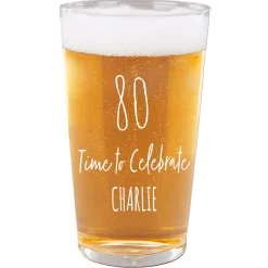 Card Factory Personalised 80th Birthday Pint Glass - Time To Celebrate