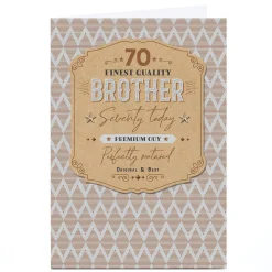 Card Factory Personalised 70th Birthday Card - Finest Quality Brother