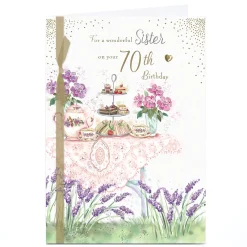 Personalised 70th Birthday Card - Garden Tea Party, Sister 70Th Birthday|Special Age