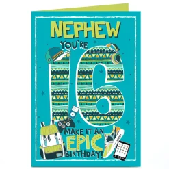 Card Factory Personalised 16th Birthday Card - Nephew Epic Birthday