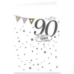 Card Factory Personalised 90th Birthday Card - 90 Today Bunting and Stars