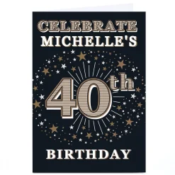 New Personalised 40th Birthday Invitation - Gold Stars 40Th Birthday|Invitations