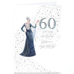 Card Factory Personalised 60th Birthday Card - Glamour Style Elegance