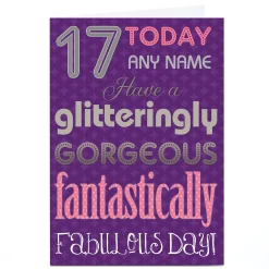 Best Personalised 17th Birthday Card - Glitteringly Gorgeous For Daughter|Daughter
