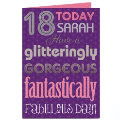Card Factory Personalised 18th Birthday Card - Glitteringly Gorgeous