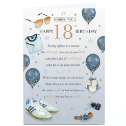 Card Factory Personalised 18th Birthday Card - Blue World to Explore