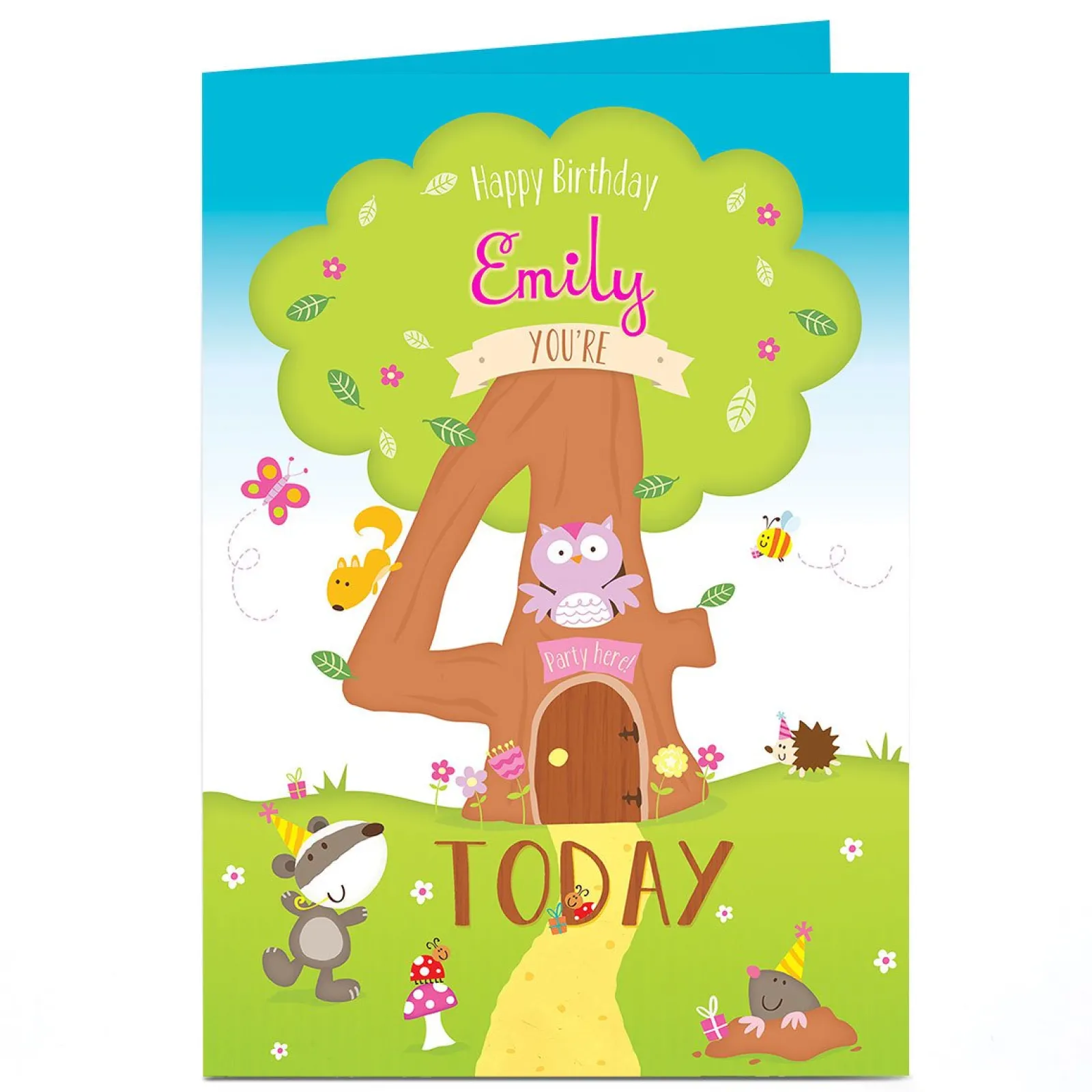 Hot Personalised 4th Birthday Card - Tree House Kids For Sister|For Niece