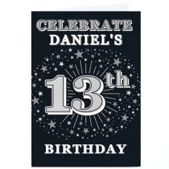 Personalised 13th Birthday Invitation - Silver Stars Invitations|Birthday Party