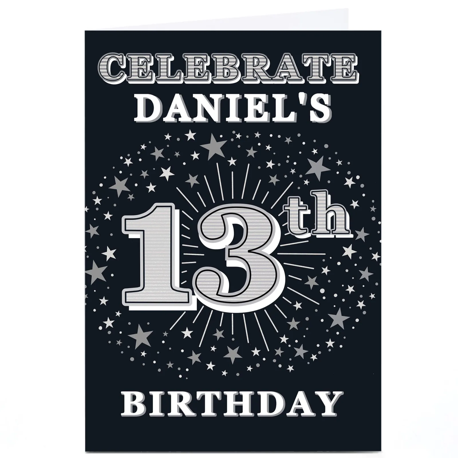 Personalised 13th Birthday Invitation - Silver Stars Invitations|Birthday Party