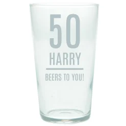 Card Factory Personalised 50th Birthday Pint Glass - Editable Age, Name & Message