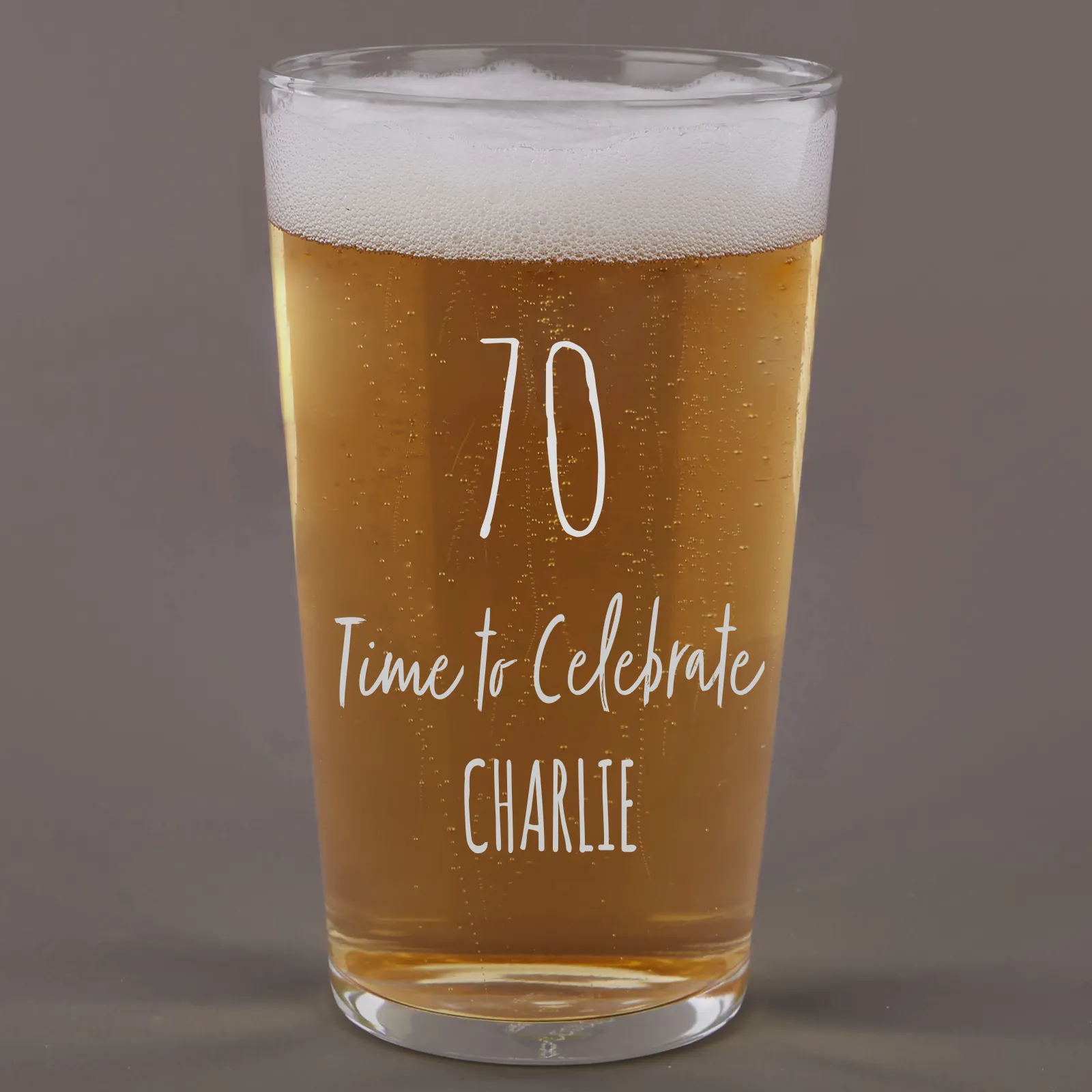 Card Factory Personalised 70th Milestone Pint Glass - Time To Celebrate