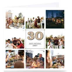 Sale Personalised 30th Photo Card - Vintage Collage, Editable Age BOY For Uncle|For Son