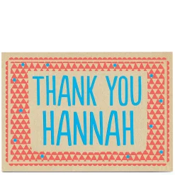 Discount Personalised Thank You Card - Red & Blue Border Thank You