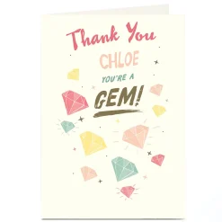 Clearance Personalised Thank You Card - You're A Gem Thank You