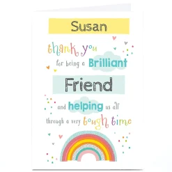 Card Factory Personalised Thank You Card - Colourful Text Rainbow Friend