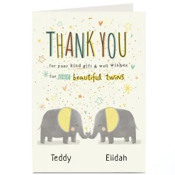 Card Factory Personalised Thank You Card - From The Twins