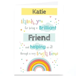 Clearance Personalised Thank You Card - Rainbow Helping Us Through Thank You