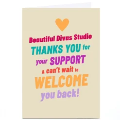 Card Factory Personalised Thank You Card - Can't Wait To Welcome You Back